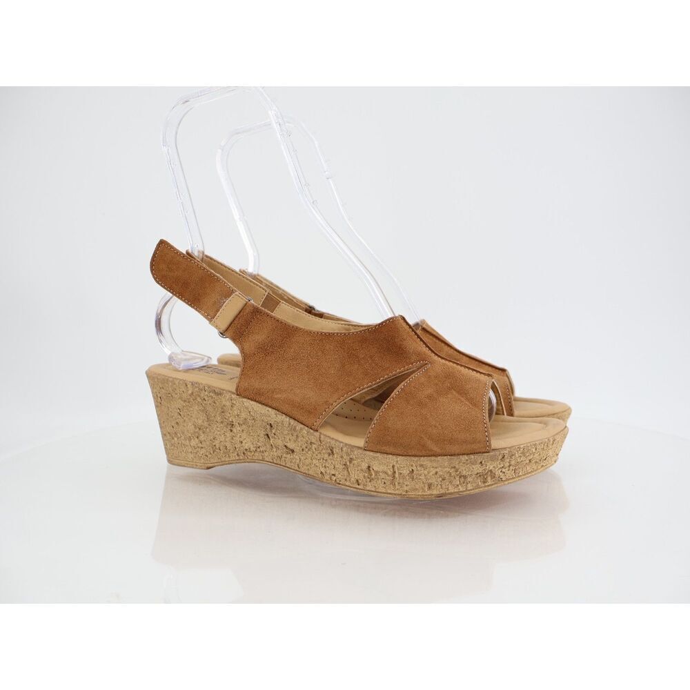 Spring Step Women's Sandal Size 41 10 Brown Suede Wedge Comfy Leather Shoe